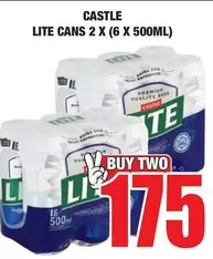 CASTLE - LITE CANS 2 X (6 X 500ML)