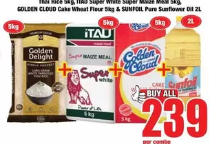 Golden Delight - Thai Rice, Super Maize Meal, Cake Wheat Flour, Pure Sunflower Oil