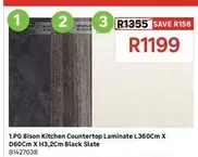 PG Bison - Kitchen Countertop Laminate L360Cm X D60Cm X H3,2Cm Black Slate