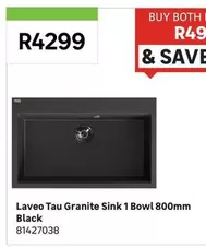 Laveo - Tau Granite Sink 1 Bowl 800mm Black