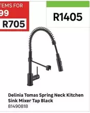 Delinia - Tomas Spring Neck Kitchen Sink Mixer Tap Black