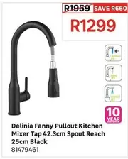 Delinia - Fanny Pullout Kitchen Mixer Tap 42.3cm Spout Reach 25cm Black