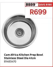 Cam - Africa Kitchen Prep Bowl Stainless Steel Dia 41cm