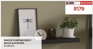 Spaceo - Floating Shelf 60x23.5cm Black