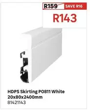 HDPS Skirting PO811 White 20x80x2400mm