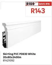 Skirting PVC P0830 White 20x80x2400m