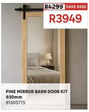Pine Mirror Barn Door Kit 930mm