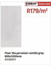 Floor Tile Porcelain Rainfall Grey 600x1200mm