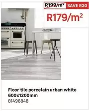 Floor Tile Porcelain Urban White 600x1200mm