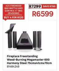 Megamaster - Fireplace Freestanding Wood-Burning 600 Harmony Steel 75cm X 41cm X 70cm