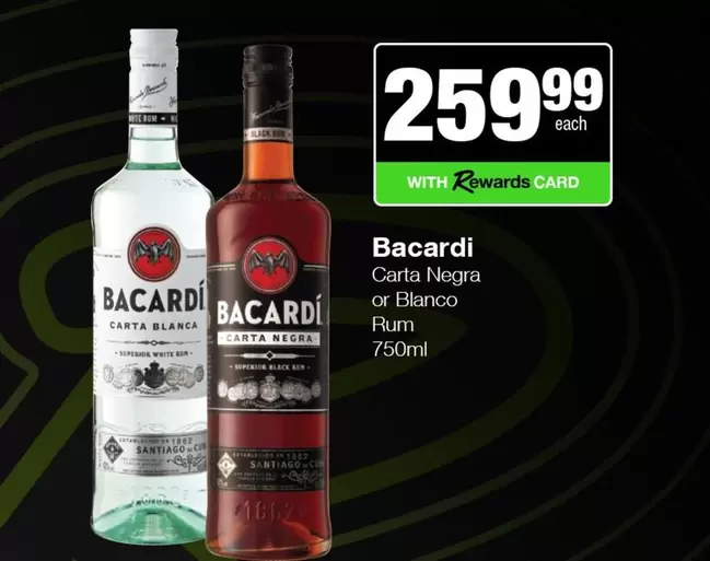 Bacardi - Carta Negra or Blanco Rum
