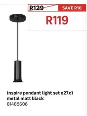 Inspire - Pendant Light Set E27x1 Metal Matt Black 