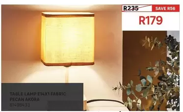 Table Lamp E14X1 Fabric Pecan Akora