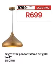Bright Star - Pendant Dome Ruf Gold 1xe27