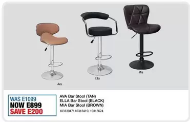 AVA Bar Stool (TAN), ELLA Bar Stool (BLACK), MIA Bar Stool (BROWN)