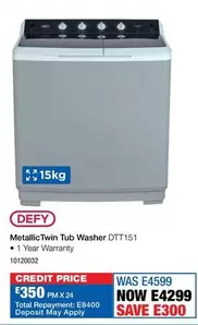 Defy - Metallic Twin Tub Washer DTT151