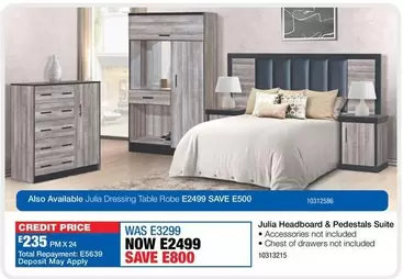 Total - Julia Headboard & Pedestals Suite