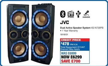 JVC - Dual Active Speaker System XS-N728BPB