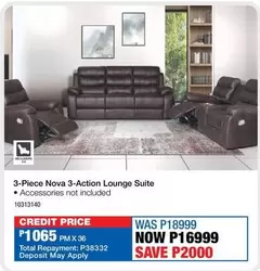 Total - 3-Piece Nova 3-Action Lounge Suite