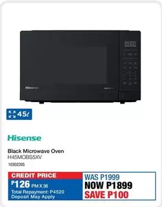 Hisense - Black Microwave Oven H45MOBS5XV