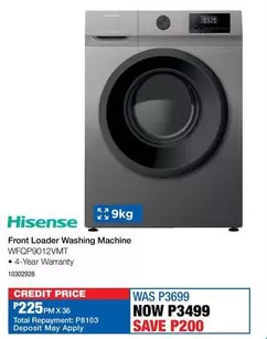 Hisense - Front Loader Washing Machine WFQP9012VMT