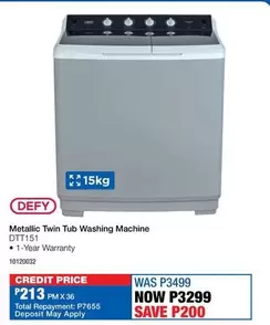 Defy - Metallic Twin Tub Washing Machine DTT151