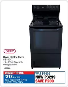 Defy - Black Electric Stove DSS694X