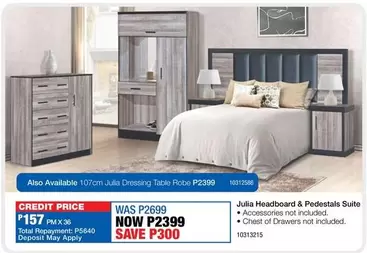 Total - Julia Headboard & Pedestals Suite