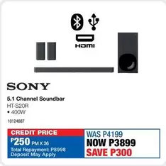 Sony - 5.1 Channel Soundbar HT-S20R - 400W