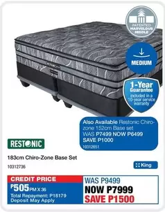 Restonic - 183cm Chiro-Zone Base Set