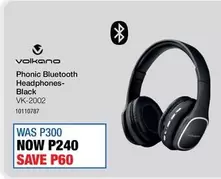 Volkano - Phonic Bluetooth Headphones- Black VK-2002