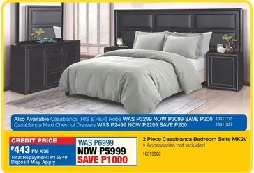 Total - 2 Piece Casablanca Bedroom Suite MK2V