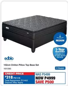 Edblo - 152cm Chillon Pillow Top Base Set 10313363