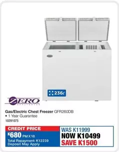Total - Gas/Electric Chest Freezer GFR260DB