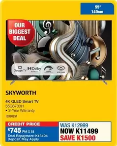 Skyworth - 4K QLED Smart TV 55Q6700H