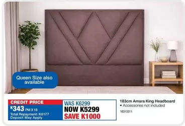 Total - 183cm Amara King Headboard