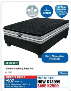 Restonic - 152cm Symphony Base Set 10312795