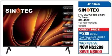 Sinotec - FHD LED Google Smart TV Smart STL-40G2