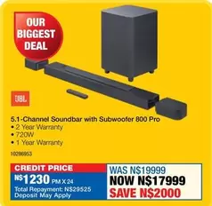 jbl - 5.1-Channel Soundbar with Subwoofer 800 Pro