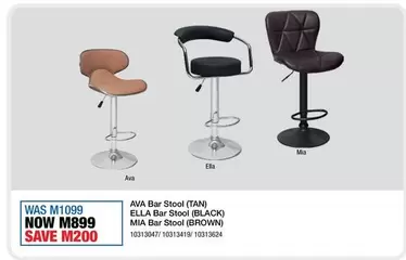 AVA Bar Stool (TAN), ELLA Bar Stool (BLACK), MIA Bar Stool (BROWN)