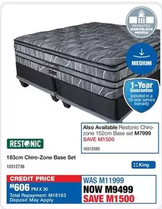 Restonic - 183cm Chiro-Zone Base Set