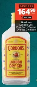 Gordon's - London Dry/ Pink Berry/Sunset Orange Gin Each