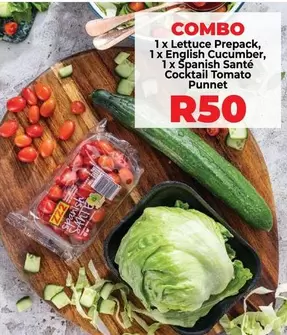 COMBO 1 x Lettuce Prepack, 1 x English Cucumber, 1 x Spanish Santé Cocktail Tomato Punnet