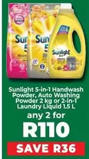 Sunlight -  5-in-1 Handwash Powder, Auto Washing Powder 2 kg or 2-in-1 Laundry Liquid