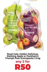 Royal -  Gala, Golden Delicious, Starking Apple or Packham's Triumph Pear