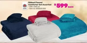 Ribbed Flannel Comforter Set Assorted - 230 x 200 cm, Item no: 830225/222
