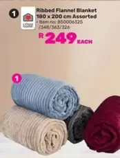 Ribbed Flannel Blanket 180 x 200 cm Assorted