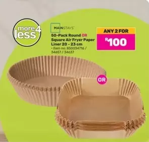 50-Pack Round OR Square Air Fryer Paper Liner 20 - 23 cm