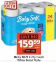Baby Soft - 2-Ply Fresh White Toilet Rolls