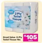 Great Value - 2-Ply Toilet Tissue 18s